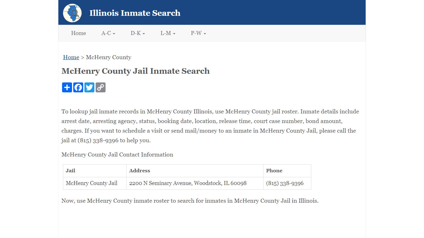McHenry County Jail Inmate Search