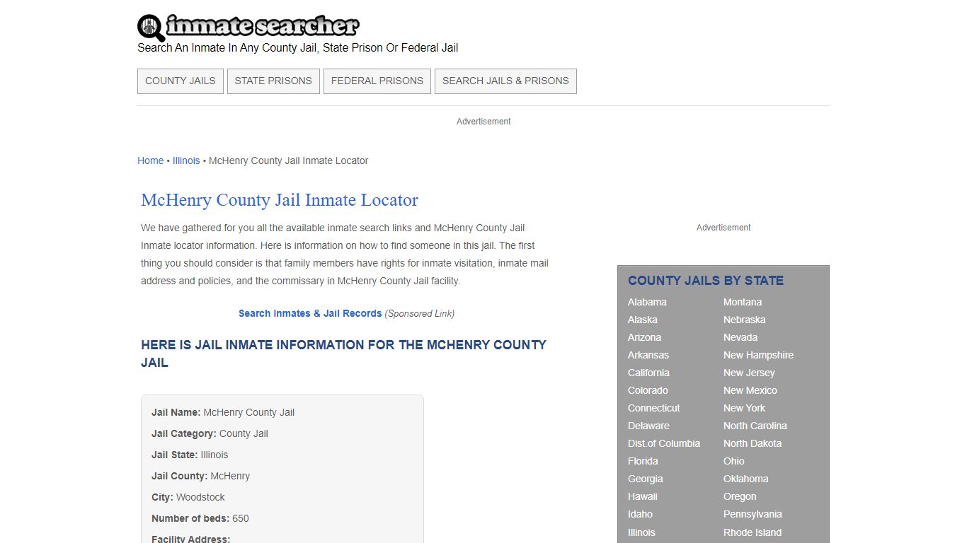McHenry County Jail Inmate Locator - Inmate Searcher